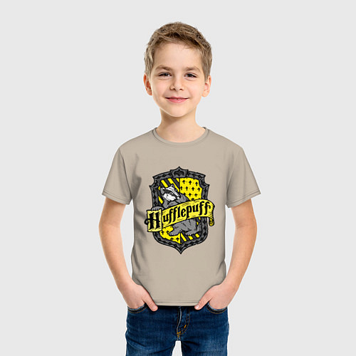 Детская футболка Hufflepuff emblem / Миндальный – фото 3