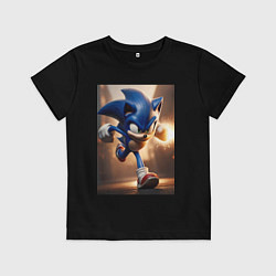 Футболка хлопковая детская Бегущий Соник, цвет: черный