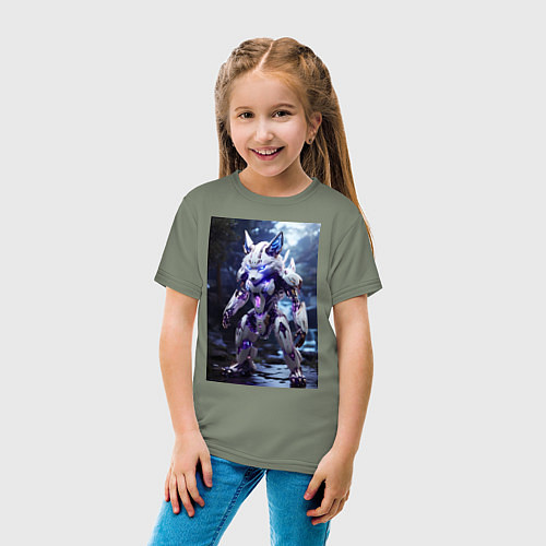 Детская футболка Киборг лиса с неоновой подсветкой / Авокадо – фото 4