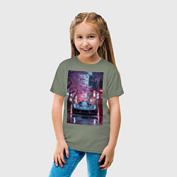 Футболка хлопковая детская Суперкар и сакура, цвет: авокадо — фото 2