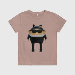 Футболка хлопковая детская Cartoon agent female in black suit, цвет: пыльно-розовый