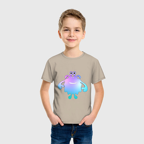 Детская футболка Monster cartoon blue purple / Миндальный – фото 3