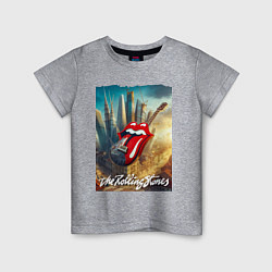 Футболка хлопковая детская Rolling Stones - logo-guitar, цвет: меланж