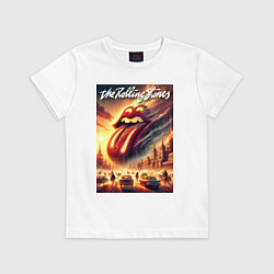 Футболка хлопковая детская Logo of the Rollings Stones, цвет: белый