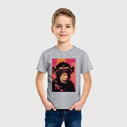 Футболка хлопковая детская Крутая обезьянка, цвет: меланж — фото 2