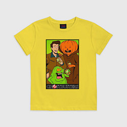 Футболка хлопковая детская Ghostbuster - Peter Slimer Pumpkinhead, цвет: желтый