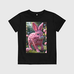 Футболка хлопковая детская Кролик из роз, цвет: черный
