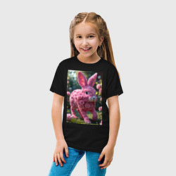 Футболка хлопковая детская Кролик из роз, цвет: черный — фото 2