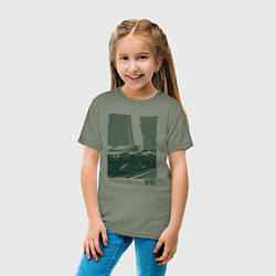 Футболка хлопковая детская Постер спорткара, цвет: авокадо — фото 2