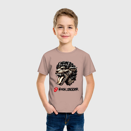 Детская футболка Mick Jagger - stylization / Пыльно-розовый – фото 3