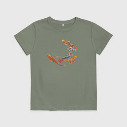 Футболка хлопковая детская Карпы кои рыбы, цвет: авокадо