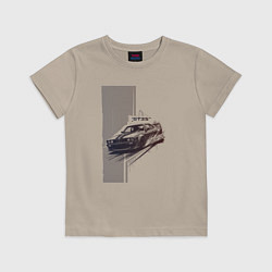 Футболка хлопковая детская Спорткар для уличной гонки, цвет: миндальный