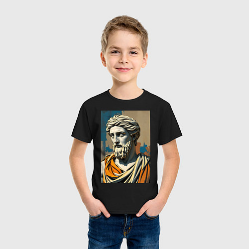 Детская футболка Античная статуя в теплых тонах / Черный – фото 3