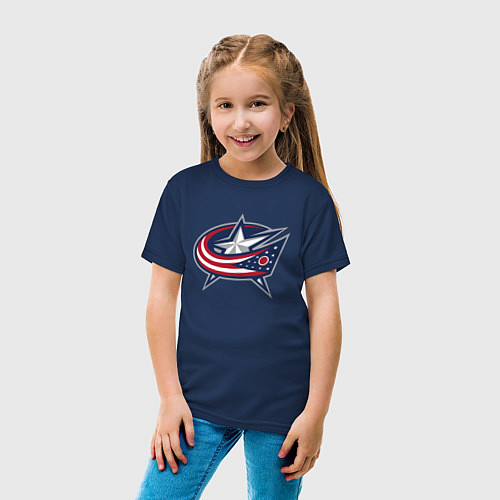 Детская футболка Columbus blue jackets - hockey team - emblem / Тёмно-синий – фото 4