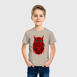 Футболка хлопковая детская Сова красная, цвет: миндальный — фото 2