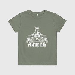 Футболка хлопковая детская Арнольд - качай железо, цвет: авокадо