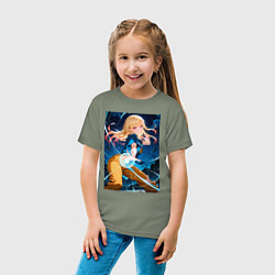 Футболка хлопковая детская Марин Китагава косплей Dragon Ball, цвет: авокадо — фото 2