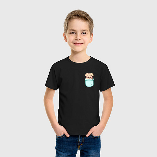 Детская футболка PuppyM in pocket / Черный – фото 3