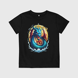 Футболка хлопковая детская Водолей в тени дракона, цвет: черный