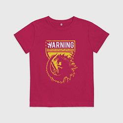 Футболка хлопковая детская Годзилла - предупреждение, цвет: маджента