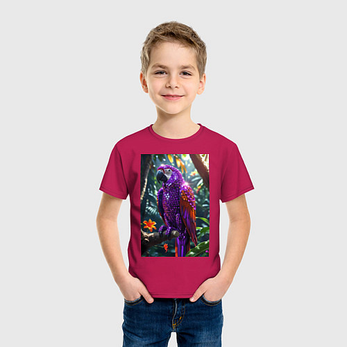 Детская футболка Попугай из драгоценных камней / Маджента – фото 3