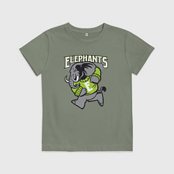 Футболка хлопковая детская Elephants run, цвет: авокадо