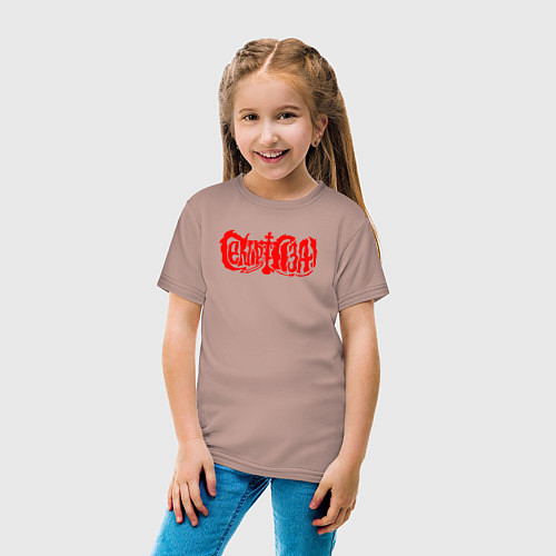Детская футболка Сектор газа красный логотип / Пыльно-розовый – фото 4