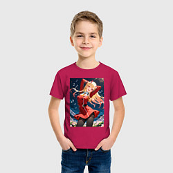 Футболка хлопковая детская Марин Китагава косплей 002 Darling in the Franxx, цвет: маджента — фото 2