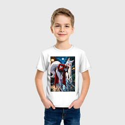 Футболка хлопковая детская Белоснежная лиса лунной ночью, цвет: белый — фото 2