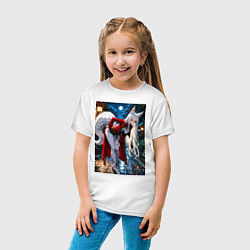 Футболка хлопковая детская Белоснежная лиса лунной ночью, цвет: белый — фото 2