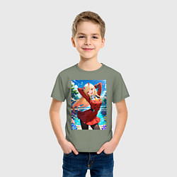 Футболка хлопковая детская Марин Китагава косплей 002 Darling in the Franxx, цвет: авокадо — фото 2