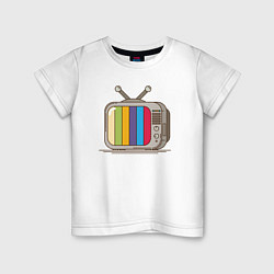 Футболка хлопковая детская Retro television, цвет: белый