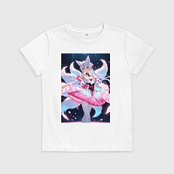 Футболка хлопковая детская Лиса танцует в платье, цвет: белый