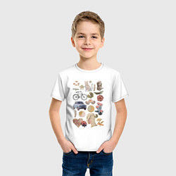 Футболка хлопковая детская Ретро коллаж, цвет: белый — фото 2