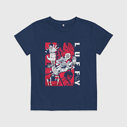 Футболка хлопковая детская Ванпис Монки Луффи, цвет: тёмно-синий