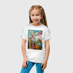 Футболка хлопковая детская Абстрактная графическая картина с пальмами, цвет: белый — фото 2
