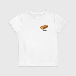 Футболка хлопковая детская Тигар - рулет, цвет: белый