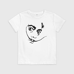 Футболка хлопковая детская Известный силуэт Сальвадора Дали, цвет: белый