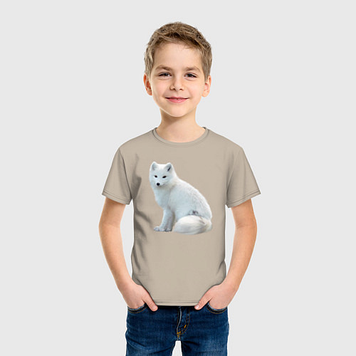 Детская футболка Белая северная лиса / Миндальный – фото 3