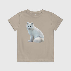 Футболка хлопковая детская Белая северная лиса, цвет: миндальный