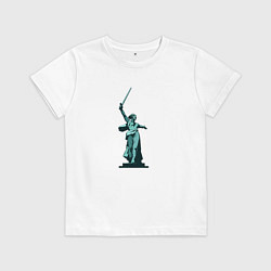 Футболка хлопковая детская Родина мать победа, цвет: белый