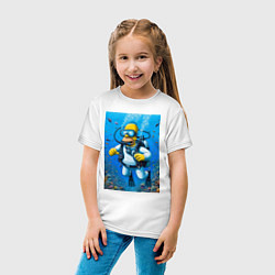 Футболка хлопковая детская Homer diving - ai art fantasy, цвет: белый — фото 2