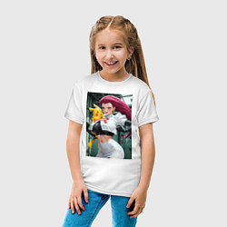 Футболка хлопковая детская Джесси и Пикачу, цвет: белый — фото 2