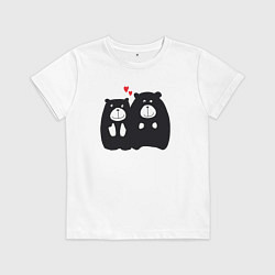Футболка хлопковая детская Влюблённые мишки, цвет: белый