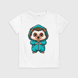 Футболка хлопковая детская Ёжик в комбенизоне, цвет: белый