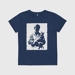 Футболка хлопковая детская Ветеринар с котом, цвет: тёмно-синий