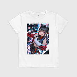 Футболка хлопковая детская Озорная кошка-ниндзя, цвет: белый