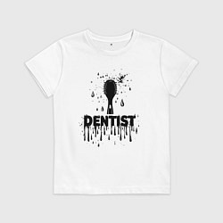 Футболка хлопковая детская Стоматолог зубная щетка, цвет: белый