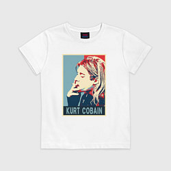 Футболка хлопковая детская Kurt Cobain - Nirvana, цвет: белый