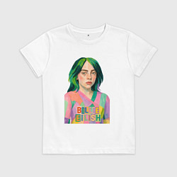 Футболка хлопковая детская Билли Айлиш коллаж, цвет: белый